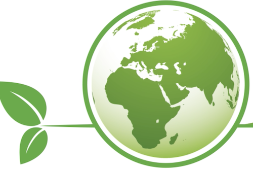 World with green leaf energy depiction